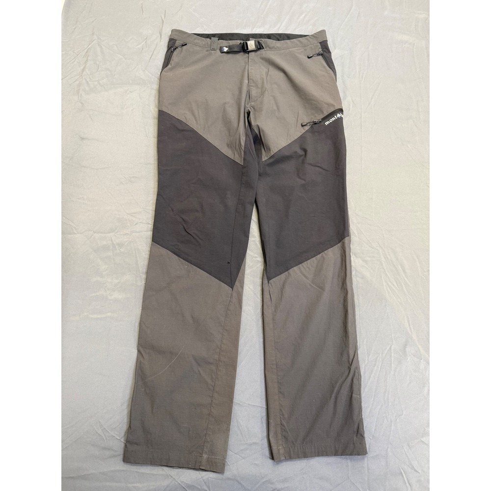 Montbell Mens Grey Technical Hiking Pants Integrated Belt Size L 1105521